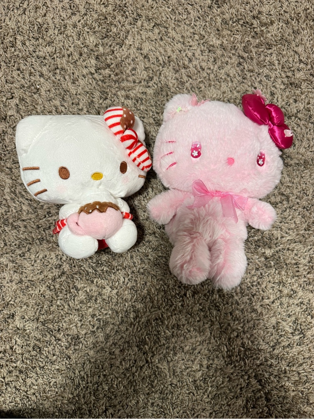 Hello Kitty Plush Duo - White and Pink Cute Character Pair